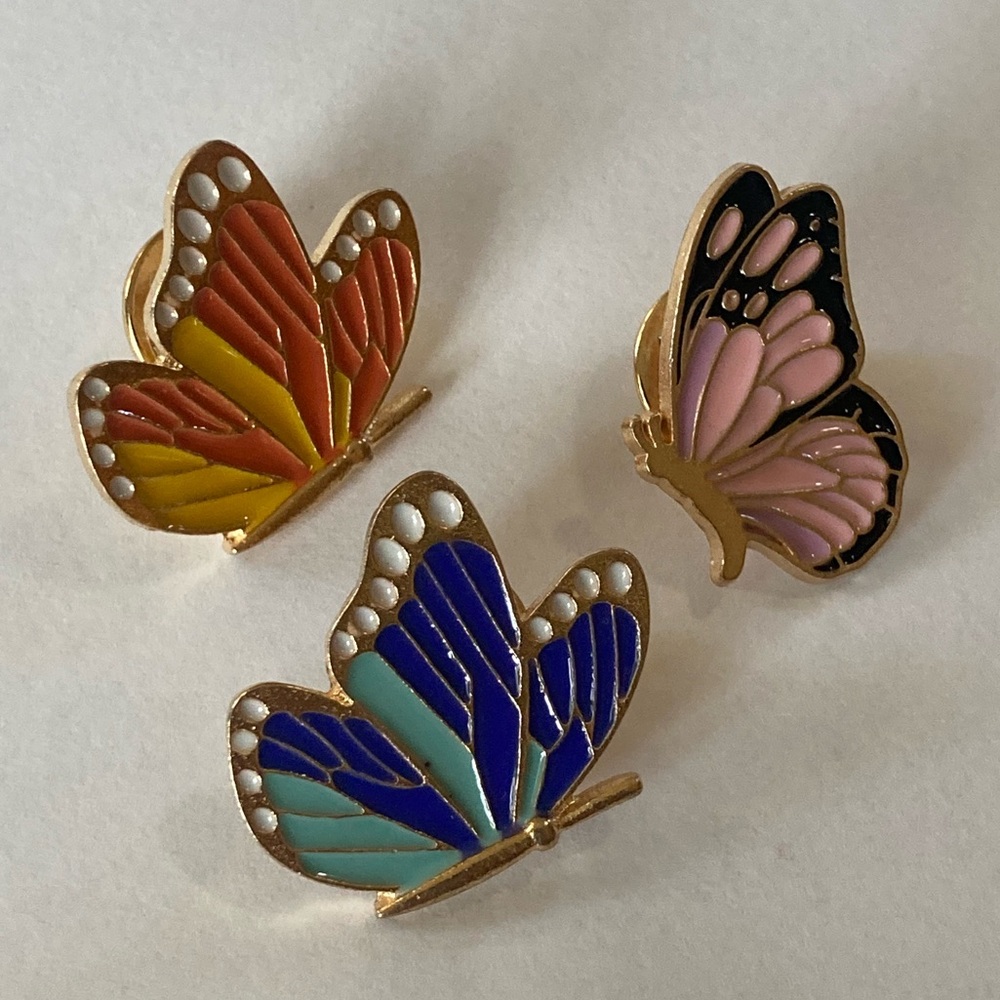 3 Pieces - Colorful Butterfly Enamel Pins